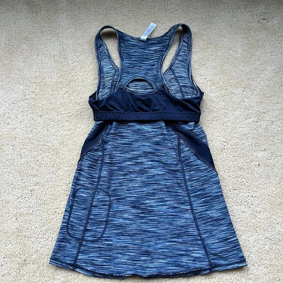 Kyodan Women’s Athletic Tank Top w/ Shelf Bra - S - EUC - Space Dye Navy Blue - Picture 8 of 11